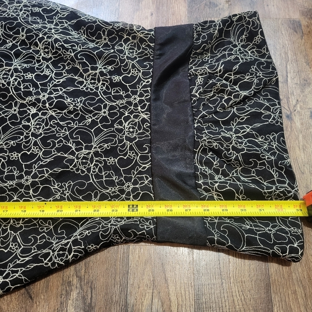 Vintage Kathy Robert's Black & Metallic Gold Floral Strapless Dress Size 8 - Picture 4 of 9